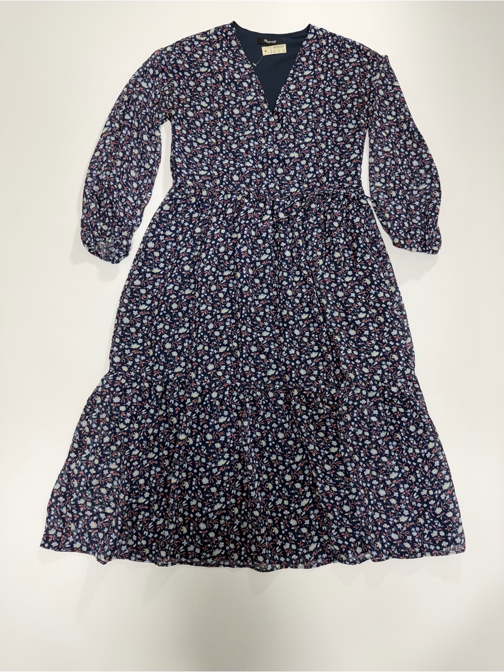 NWT Madewell Floral Seersucker Georgette Midi Dress XXS MB212 - Picture 4 of 16